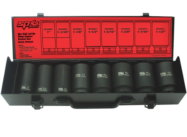 SP - 8PC 3/4 DR 6PT SAE DEEP IMPACT SOCKET SET 